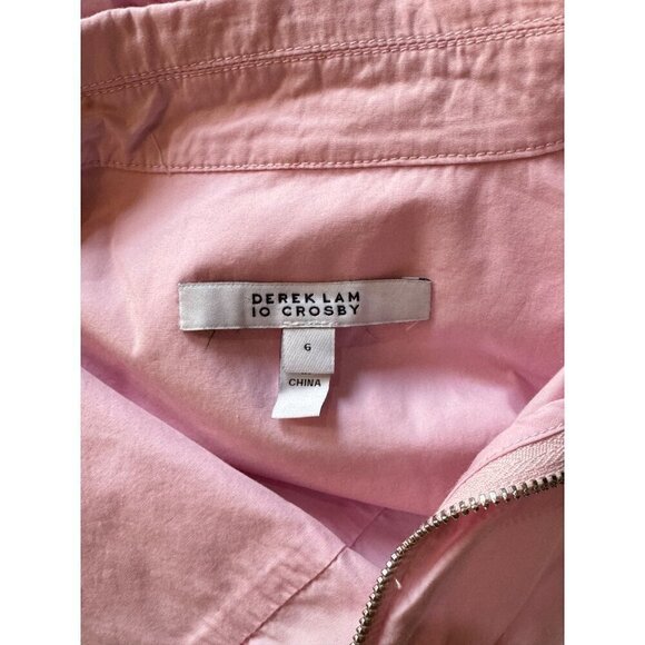 DEREK LAM 10 CROSBY Skylar Zipper Shirt Dress Pale Pink Woens Size 6